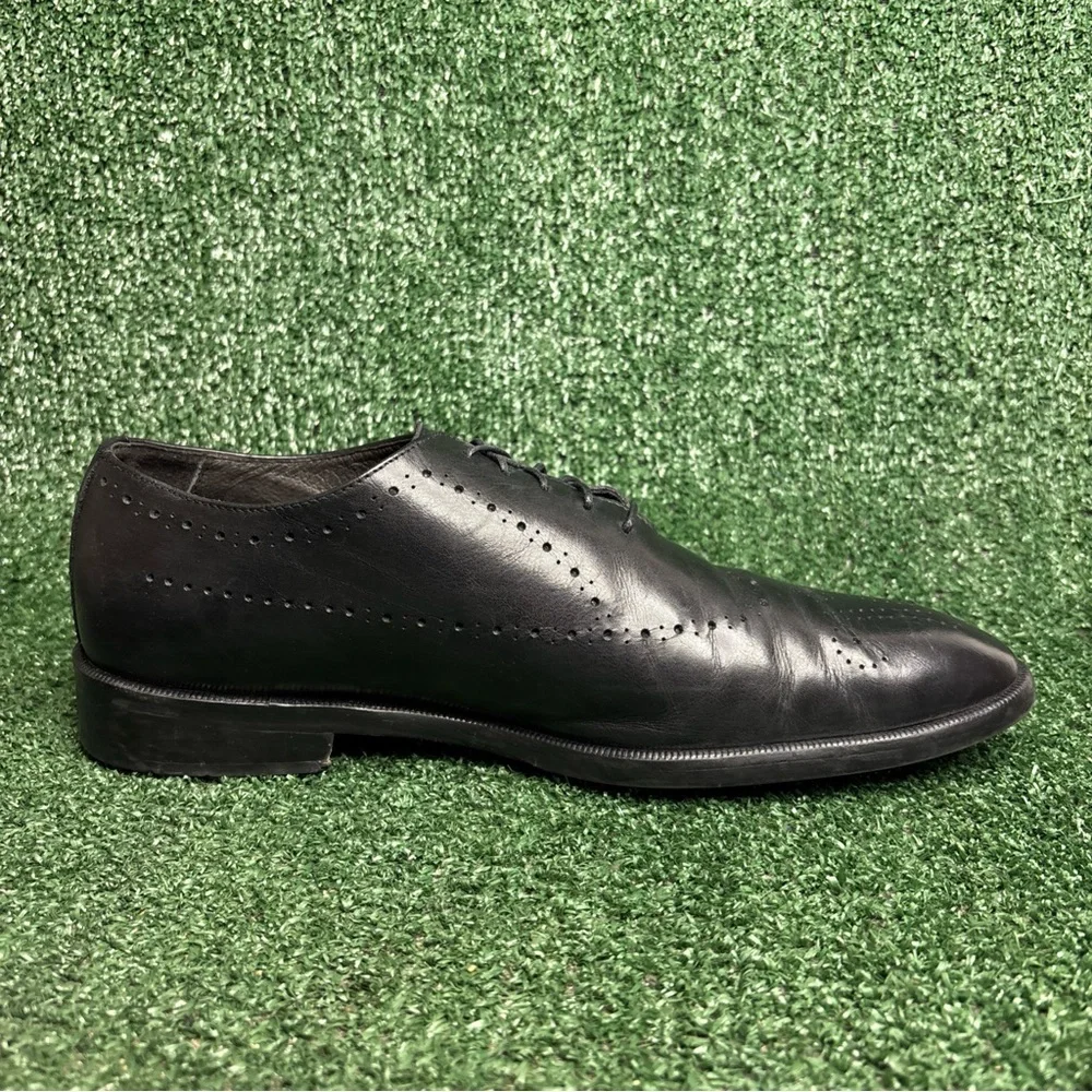 Bruno Magli Ansel Shoes Black Perforated Leather Made in Italy Mens 11 STUNNING